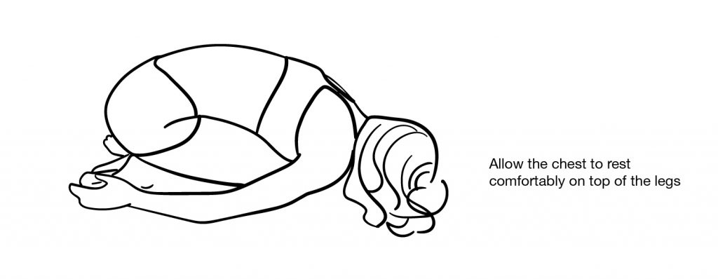 the kneeling tuck relieves strain on the lower back during a stretch session