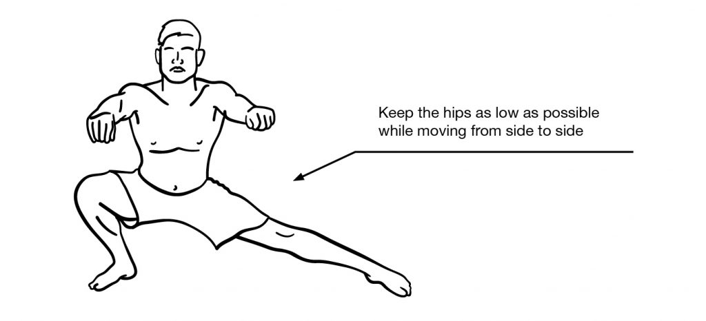 side-to-side squats help prep hip mobility for stretch work